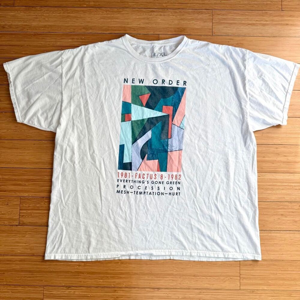 New Order 1981-1982 Band Graphic T-Shirt White XL Oversized Post Punk